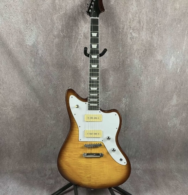 Custom Flamed Top Electric Guitar with P90 Pickups Solid Body Rosewood fingerboard supplier