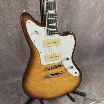 Custom Flamed Top Electric Guitar with P90 Pickups Solid Body Rosewood fingerboard supplier