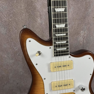 Custom Flamed Top Electric Guitar with P90 Pickups Solid Body Rosewood fingerboard supplier