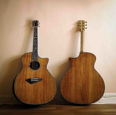 Custom GA 40&quot; Natural Solid KOA AAAAA Abalone Binding Acoustic Guitar supplier