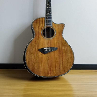 Custom GA 40&quot; Natural Solid KOA AAAAA Abalone Binding Acoustic Guitar supplier