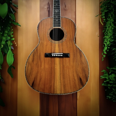 12-Fret Single 0 Shape Handmade Guitar with Dove Tail Joint OOO Acoustic Guitar Solid KOA Back Side supplier