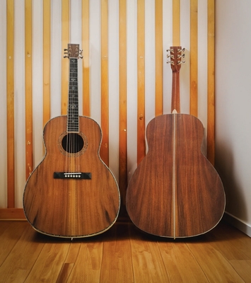 12-Fret Single 0 Shape Handmade Guitar with Dove Tail Joint OOO Acoustic Guitar Solid KOA Back Side supplier