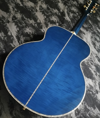 43 inch J200 series blue water ghost glossy paint abalone inlaid acoustic guitar supplier