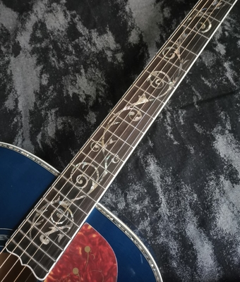 43 inch J200 series blue water ghost glossy paint abalone inlaid acoustic guitar supplier