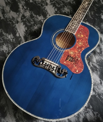 43 inch J200 series blue water ghost glossy paint abalone inlaid acoustic guitar supplier