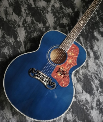 43 inch J200 series blue water ghost glossy paint abalone inlaid acoustic guitar supplier