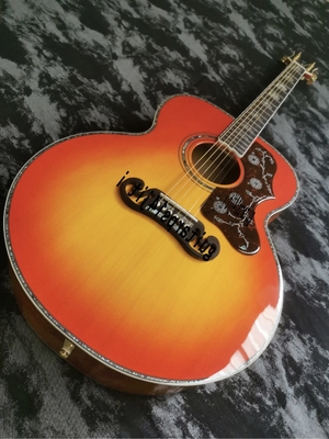 Custom 43 inch SJ200 series limited edition handmade glossy painted abalone inlaid acoustic guitar supplier
