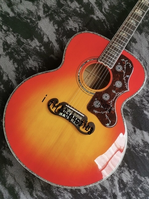Custom 43 inch SJ200 series limited edition handmade glossy painted abalone inlaid acoustic guitar supplier