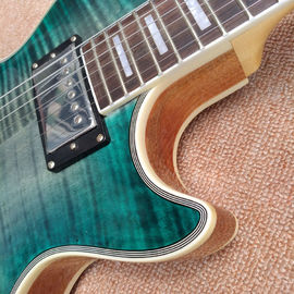 New style high-quality custom LP electric guitar, Green&amp;blue Flame Maple Top Rosewood fingerboard electric guitar, free supplier