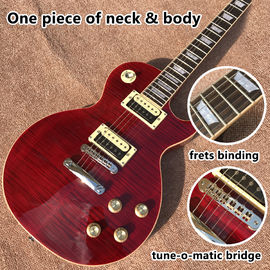 New standard LP slash electric guitar, Flame Maple Top, frets cream binding, one piece of neck &amp; body, Tune-o-Matic brid supplier