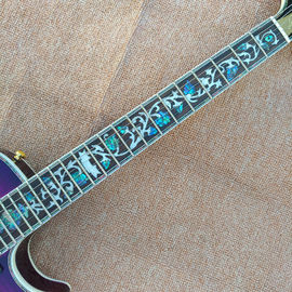 Custom LP Semi Hollow body Electric Guitar with F holes, Abalone Flower inlaid fingerboard guitar, free shipping supplier