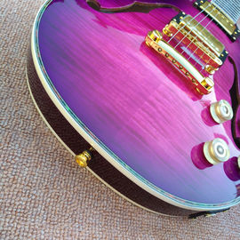 Custom LP Semi Hollow body Electric Guitar with F holes, Abalone Flower inlaid fingerboard guitar, free shipping supplier