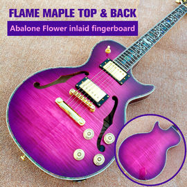 Custom LP Semi Hollow body Electric Guitar with F holes, Abalone Flower inlaid fingerboard guitar, free shipping supplier