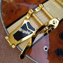 Hollow body jazz 335 electric guitar, Maple top gold hardware electric guitar with Tremolo system, free shipping supplier