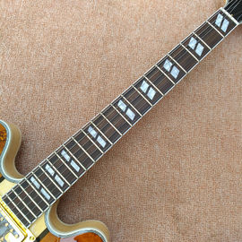 Hollow body jazz 335 electric guitar, Maple top gold hardware electric guitar with Tremolo system, free shipping supplier