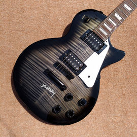 New style high quality LP standard joeperry electric guitar, Transparent black Flame Maple Top electric guitar supplier