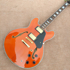 New style high-quality hollow body jazz electric guitar, Bursting maple top & back Double F holes electric guitar, free supplier