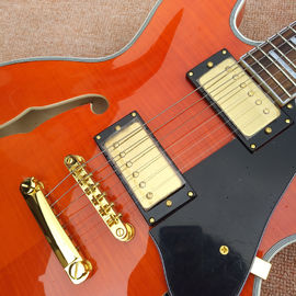 New style high-quality hollow body jazz electric guitar, Bursting maple top & back Double F holes electric guitar, free supplier
