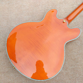New style high-quality hollow body jazz electric guitar, Bursting maple top & back Double F holes electric guitar, free supplier