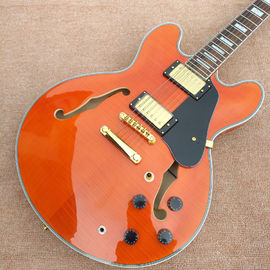 New style high-quality hollow body jazz electric guitar, Bursting maple top & back Double F holes electric guitar, free supplier