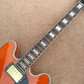 New style high-quality hollow body jazz electric guitar, Bursting maple top & back Double F holes electric guitar, free supplier