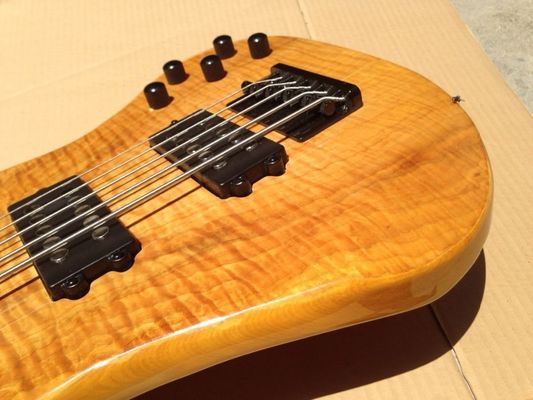 Flame maple 5 string electric bass guitar with ashwood body 20  tone position maple fingerboard free shipping supplier