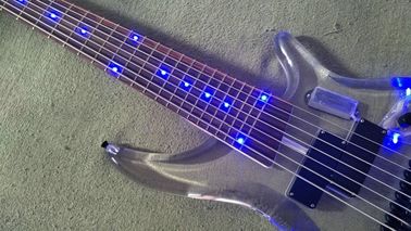 7 Strings Bass Guitar Limited Edition Clear Acrylic Body Rosewood fingerboard inlay Blue LED lamp Electric Bass Guitar supplier