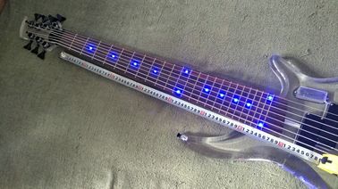 7 Strings Bass Guitar Limited Edition Clear Acrylic Body Rosewood fingerboard inlay Blue LED lamp Electric Bass Guitar supplier