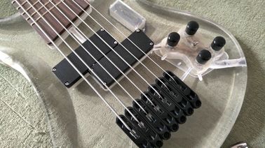 7 Strings Bass Guitar Limited Edition Clear Acrylic Body Rosewood fingerboard inlay Blue LED lamp Electric Bass Guitar supplier