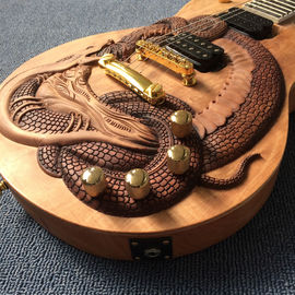 Custom guitar, carved dragon pattern, ebony fingerboard, free shipping supplier