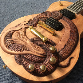 Custom guitar, carved dragon pattern, ebony fingerboard, free shipping supplier