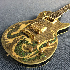 New high-quality custom LP electric guitar, Abalone Dinosaur inlaid fingerboard &amp; body custom LP Electric guitar supplier