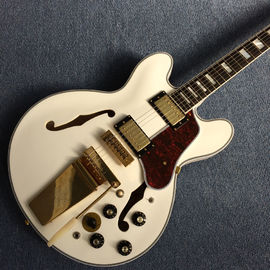 Hollow body jazz electric guitar, Double F holes,Ebony Fingerboard,Tremolo system,white guitar supplier