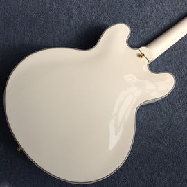 Hollow body jazz electric guitar, Double F holes,Ebony Fingerboard,Tremolo system,white guitar supplier