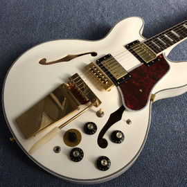 Hollow body jazz electric guitar, Double F holes,Ebony Fingerboard,Tremolo system,white guitar supplier