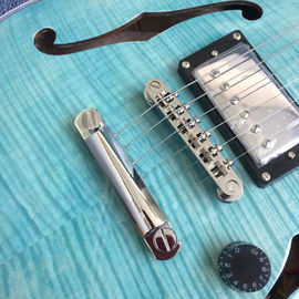 New style of custom guitar, double F holes,Flame Maple Top ,blue guitar supplier