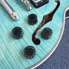 New style of custom guitar, double F holes,Flame Maple Top ,blue guitar supplier