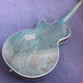 New style of custom guitar, double F holes,Flame Maple Top ,blue guitar supplier