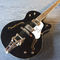 Hollow body jazz electric guitar,Double F hole, tremolo system, black high quality jazz guitar supplier