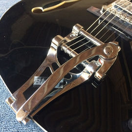 Hollow body jazz electric guitar,Double F hole, tremolo system, black high quality jazz guitar supplier