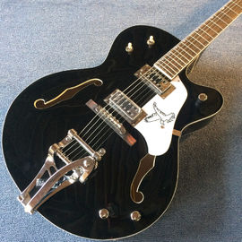 Hollow body jazz electric guitar,Double F hole, tremolo system, black high quality jazz guitar supplier
