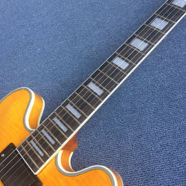 Hollow body jazz guitar,Flame Maple Top,Ebony Fingerboard,double F holes jazz electric guitar supplier