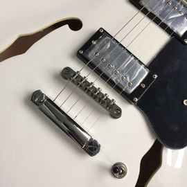 Hollow body jazz electric guitar, Double F holes white electric guitar supplier