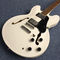 Hollow body jazz electric guitar, Double F holes white electric guitar supplier