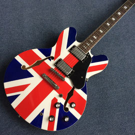 Hollow body Jazz electric guitar, British flag Rosewood Fingerboard electric guitar supplier