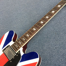 Hollow body Jazz electric guitar, British flag Rosewood Fingerboard electric guitar supplier