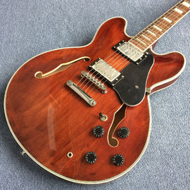 Hollow body jazz electric guitar, Double F holes Chestnut skin electric guitar supplier