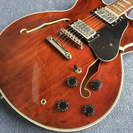 Hollow body jazz electric guitar, Double F holes Chestnut skin electric guitar supplier