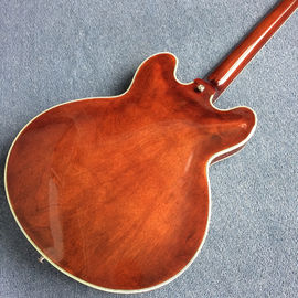 Hollow body jazz electric guitar, Double F holes Chestnut skin electric guitar supplier